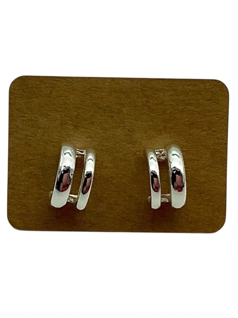 Chucky Sculpted Silver Tone Stud Hoop Earrings (NWT)